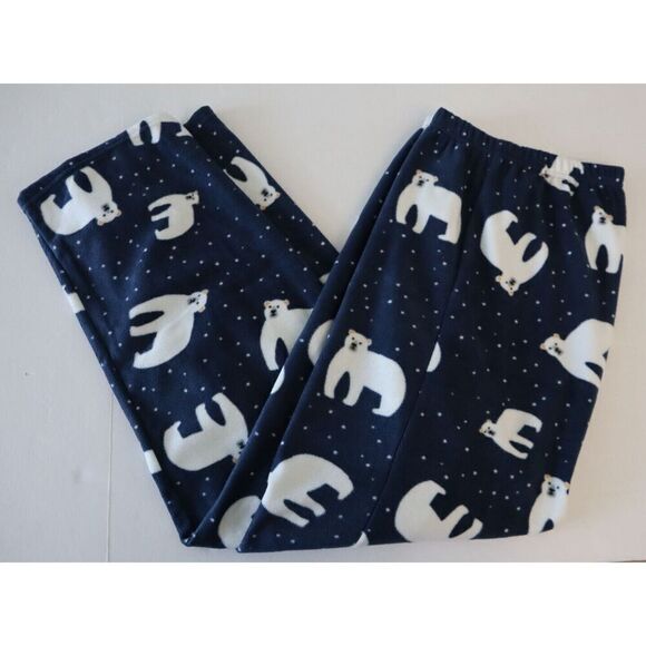 Leveret Men's Sz Large Blue Polar Bear Cotton Top Fleece Pants Pajama Set - Picture 13 of 15